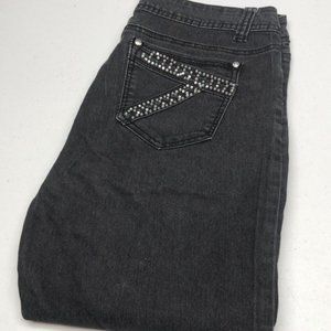 PREMIUM I&P FASHION BOOTCUT JEANS 11/31x32 BLACKWASH with CRYSTALS 💎